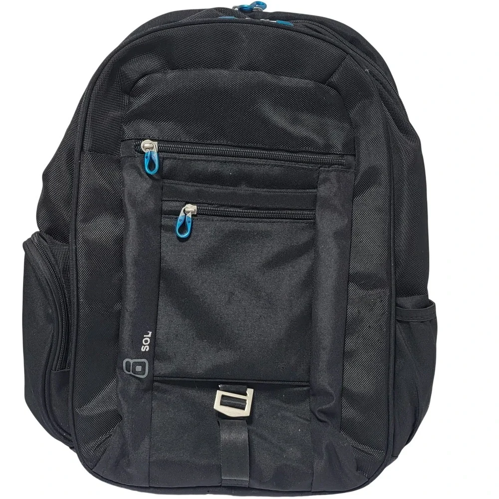 Sol Laptop Backpack Black‎ Tech Travel Bag with Trolley Sleeve